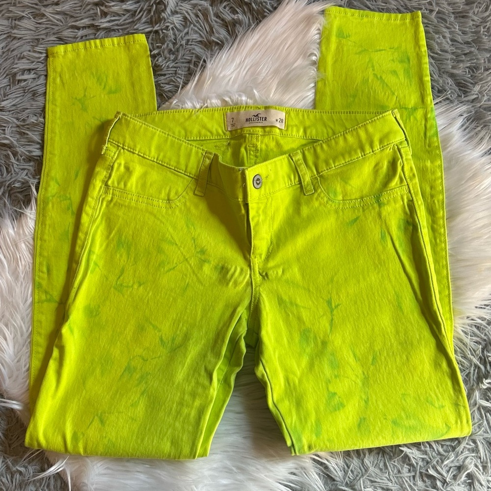 Hollister Women's Neon Yellow Skinny Jeans